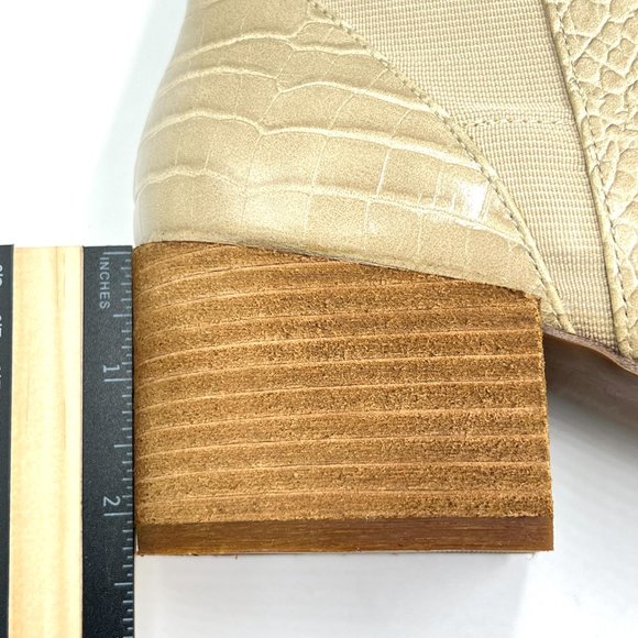 Chinese Laundry Womens Size 8.5 Beige Tan Cream Faux Vegan Leather Croc Boots - Picture 12 of 14